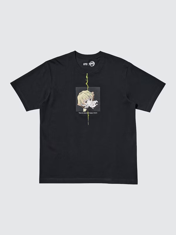1745864187-9f5688537690fc8a631bb7c4ef0ce5bc Demon Slayer Uniqlo t-shirt - Zenitsu black t-shirt